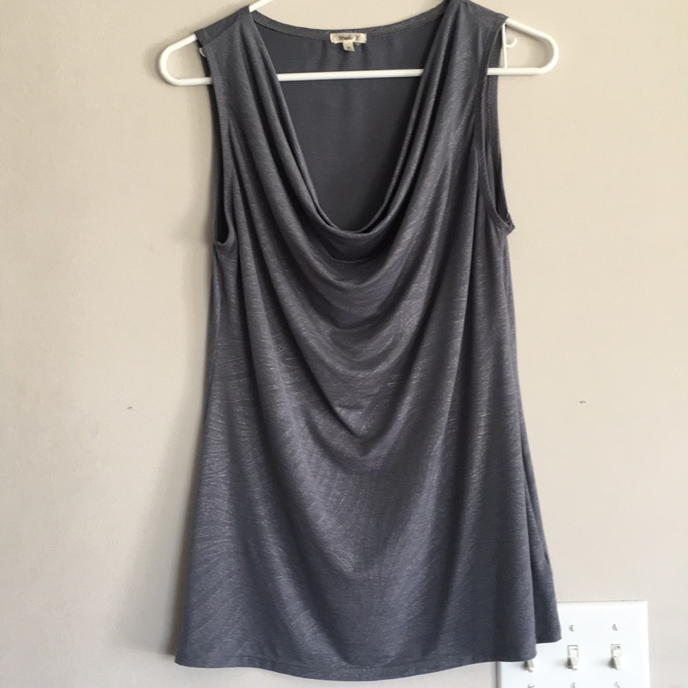 Dressy Gray Cowl Neck Tank